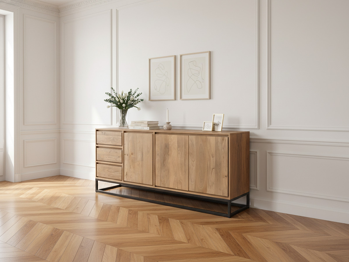 BERGERAC 3-deurs dressoir 190 cm Massief mangohout