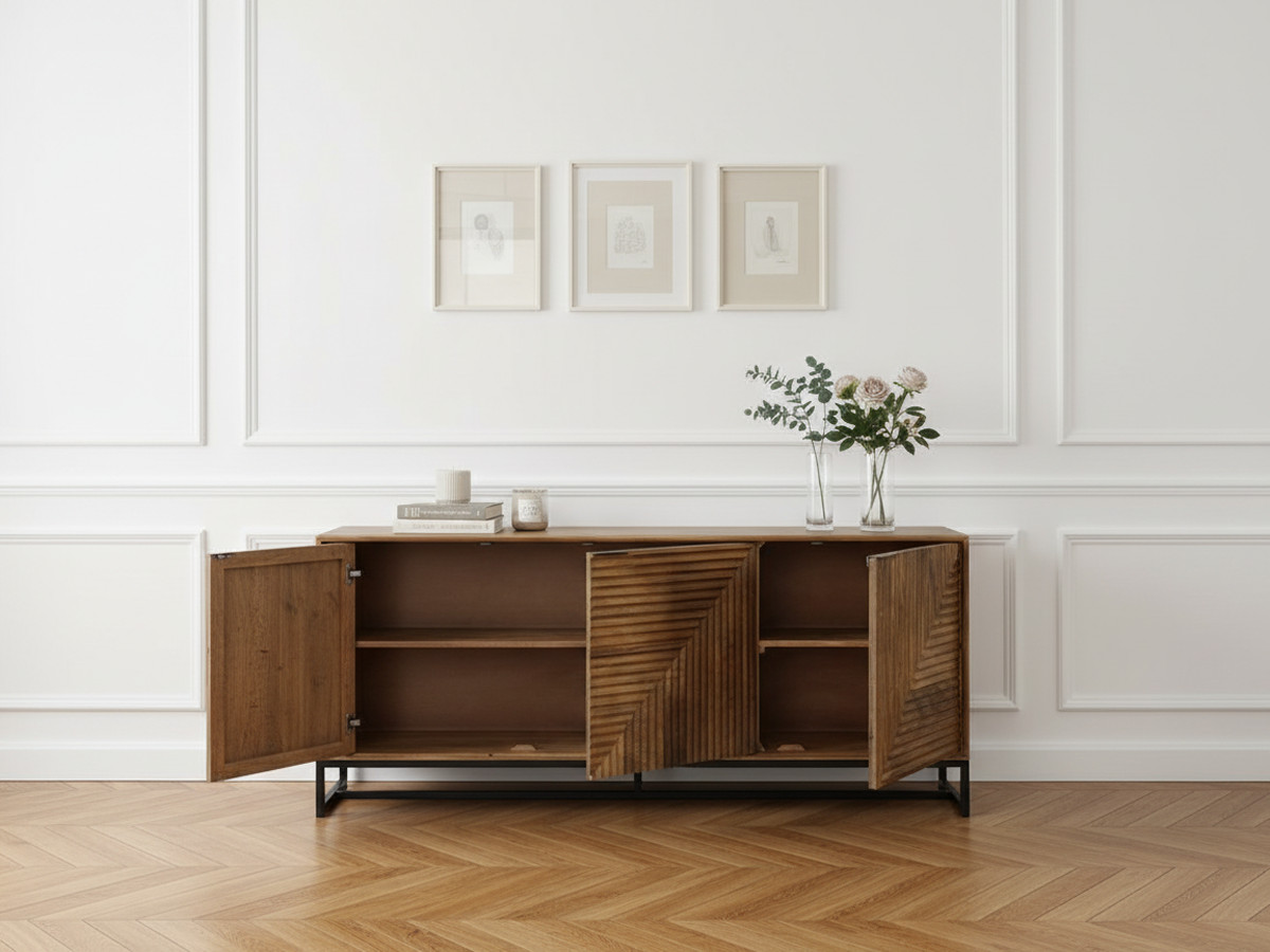 Buffet 3 portes 170 cm NAOMIE bois massif d'acacia — vue 5