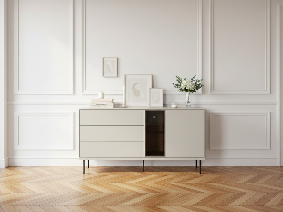 Buffet 1 porte 3 tiroirs 161 cm ESPERA avec LEDS