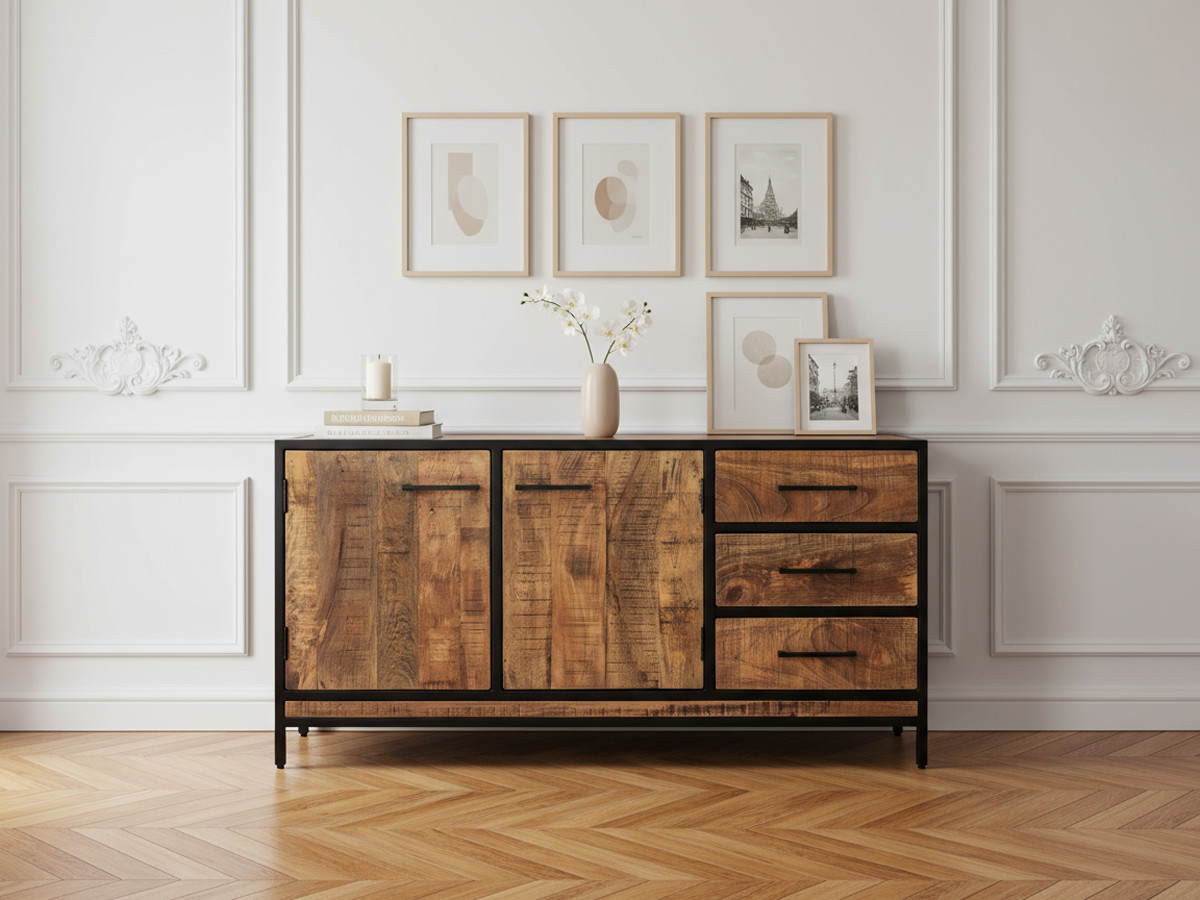 Buffet 2 portes 160 cm BEAUBOURG Bois de manguier