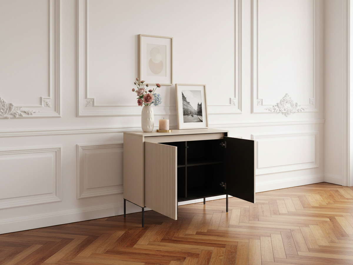 LENARA 100 cm 2-deurs dressoir met lamellen en LED's