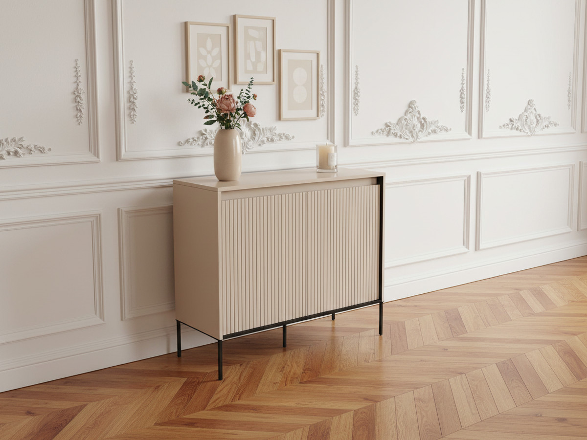 LENARA 100 cm 2-deurs dressoir met lamellen en LED's