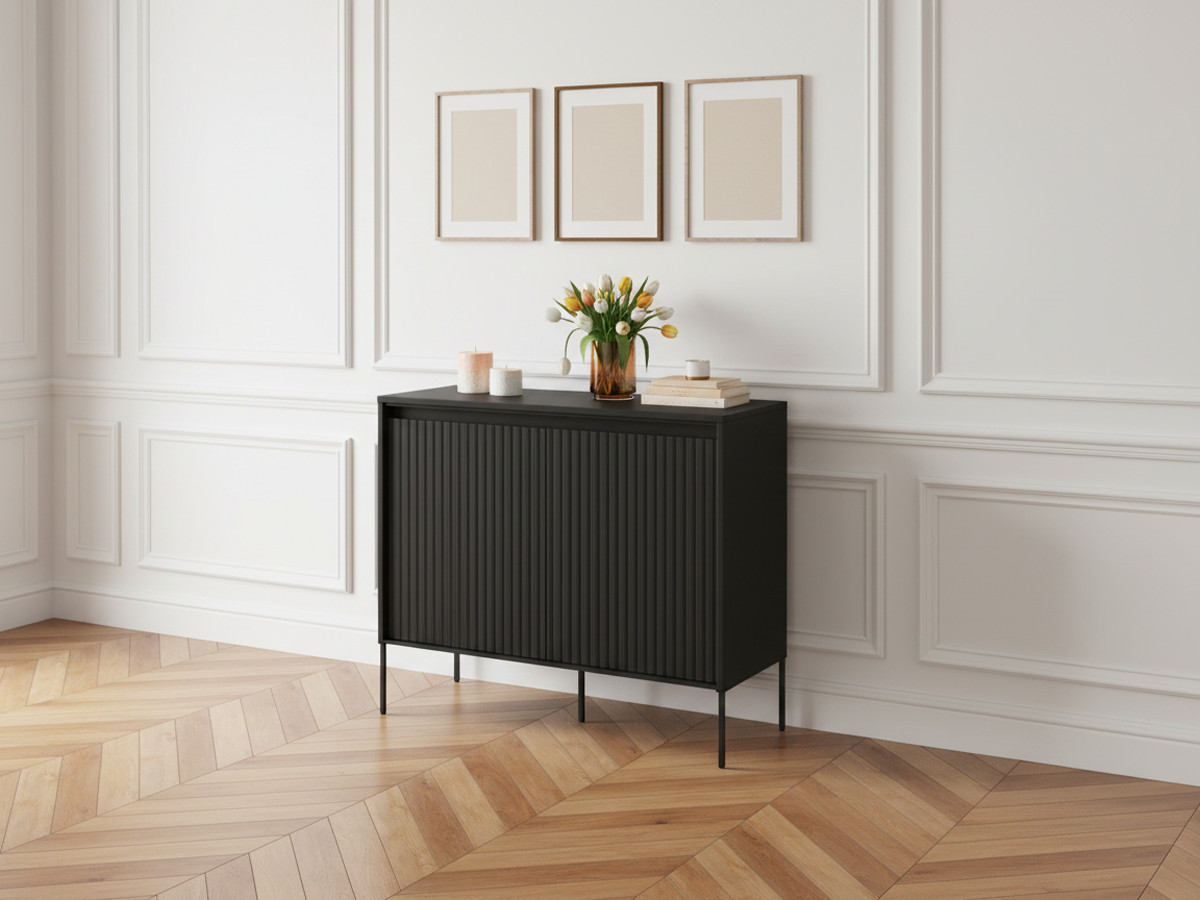 LENARA 100 cm 2-deurs dressoir met lamellen en LED's