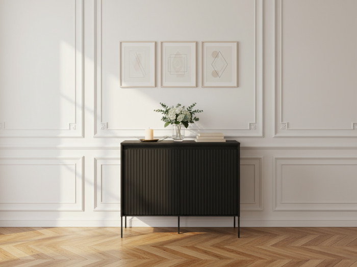 Buffet 2 portes 100 cm LENARA avec tasseaux et LED