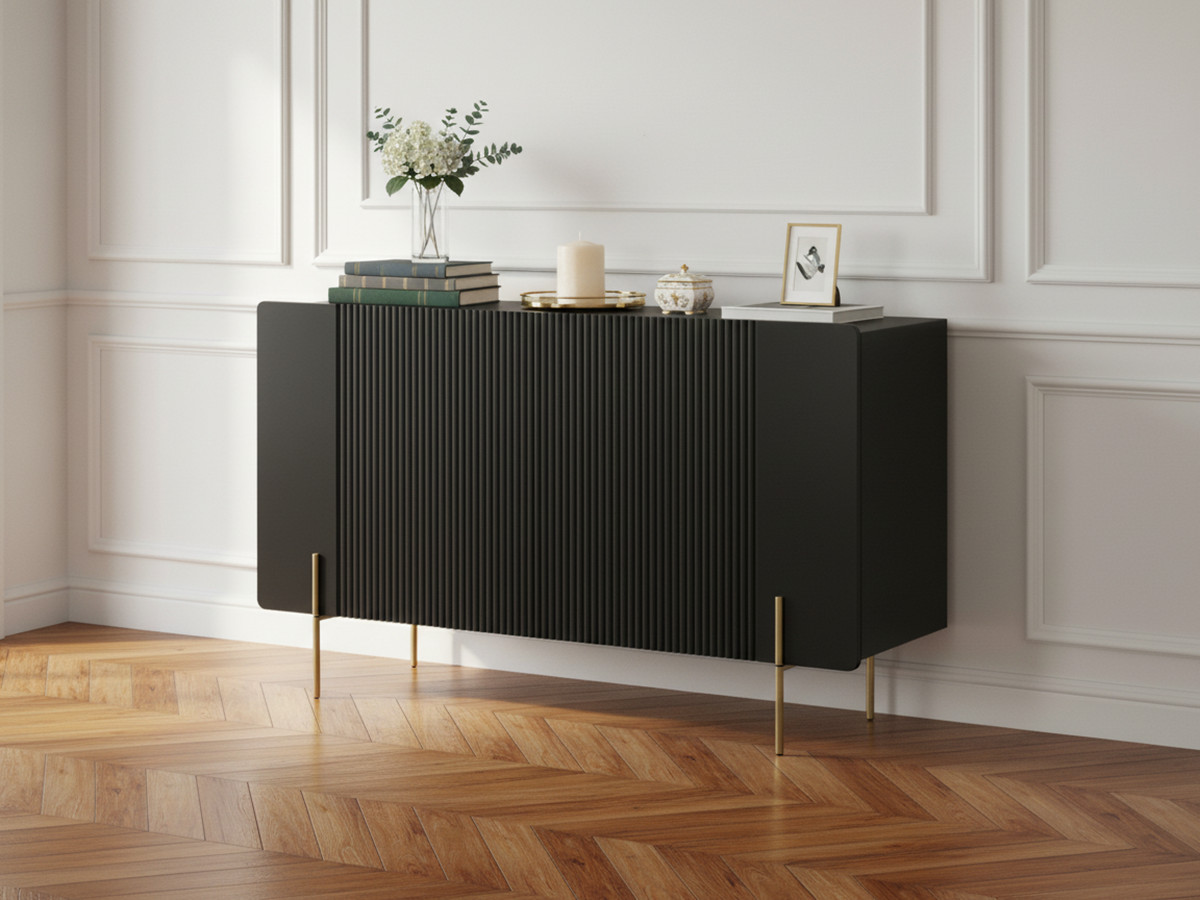 Buffet 3 portes 150 cm MATHILDE pieds or — vue 4