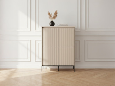 Buffet haut 4 portes 100 cm LENARA avec tasseaux et LED