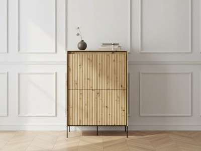 Buffet haut 4 portes 100 cm LENARA avec tasseaux et LED