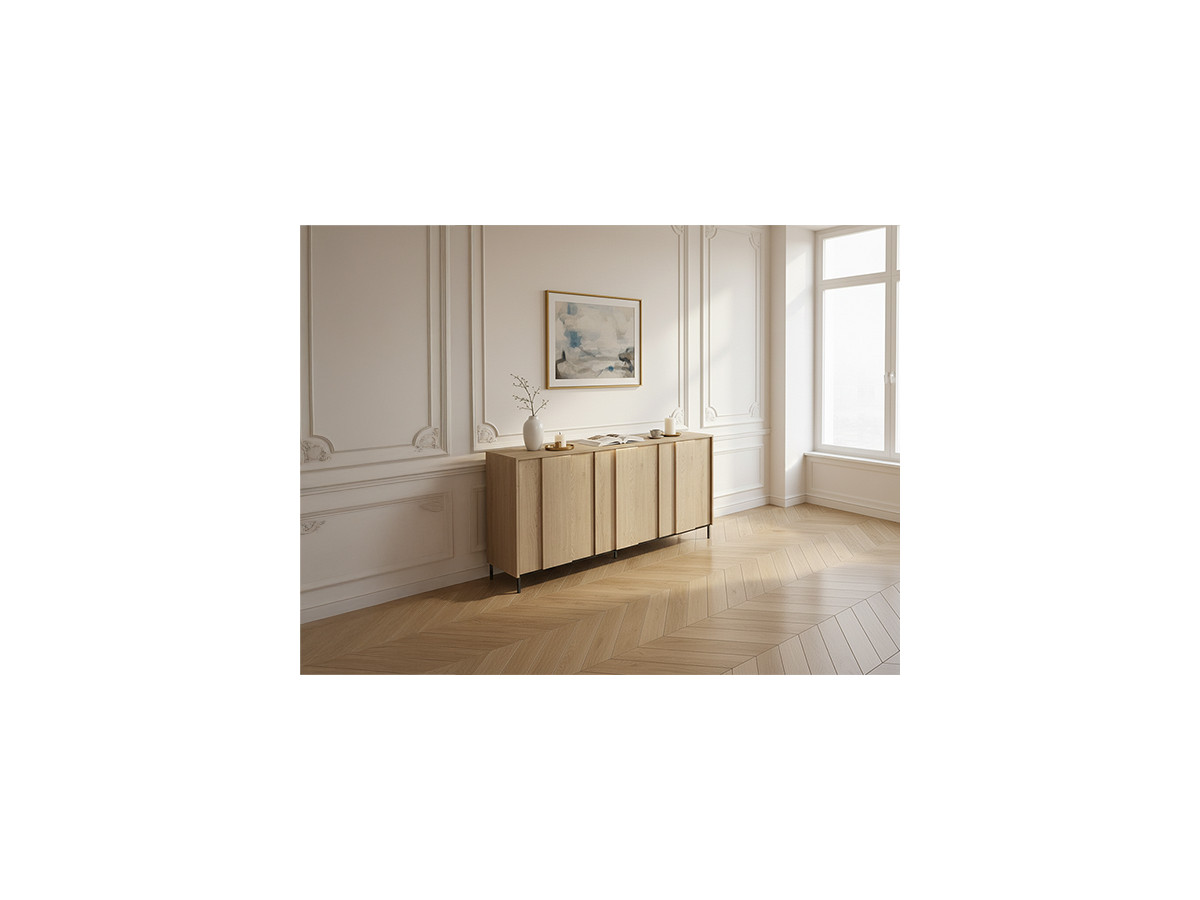 Buffet 3 portes 167 cm TILIA imitation chêne avec LED
