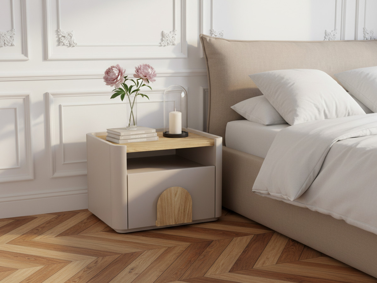 Table de chevet 1 tiroir ENYRA beige — vue 4