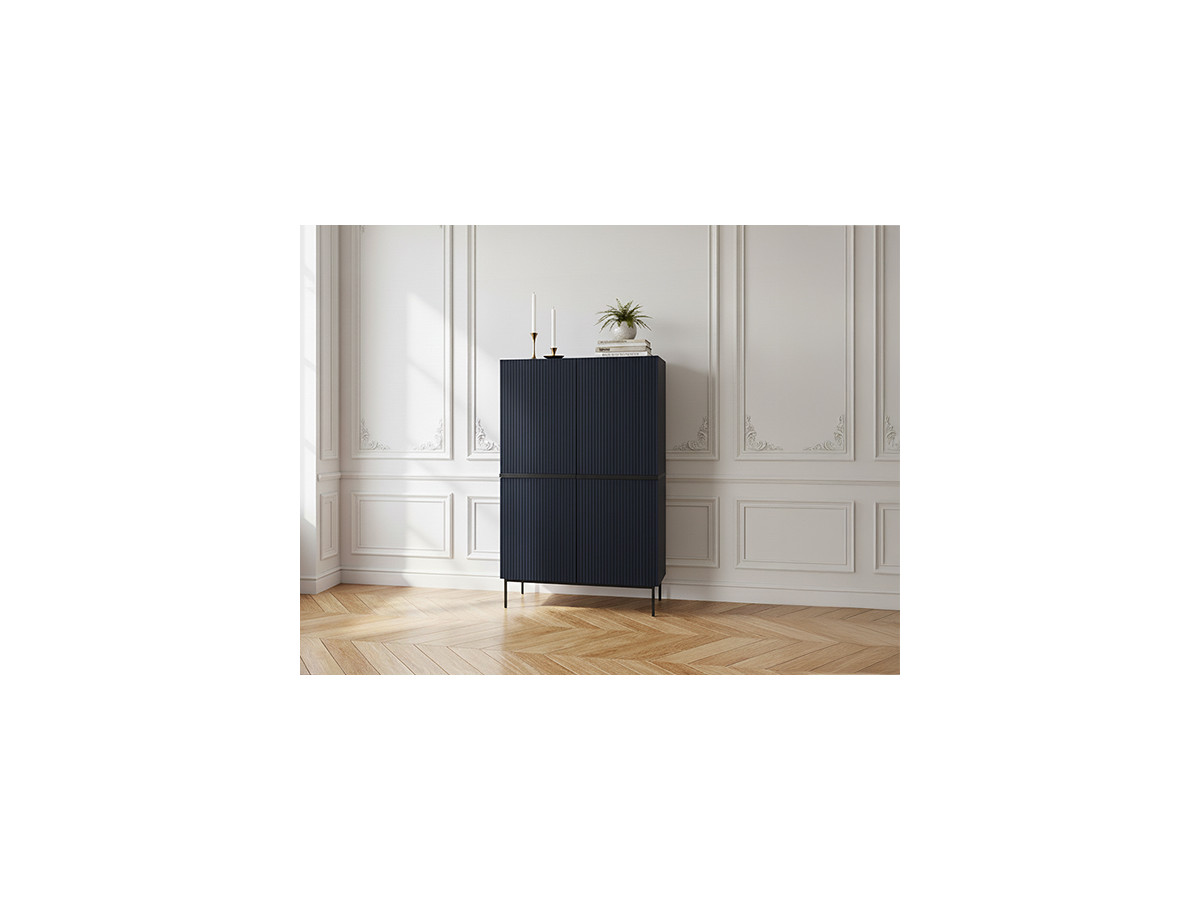 Buffet haut 2 portes 100 cm KASHA Pieds noir bleu foncé — vue 4