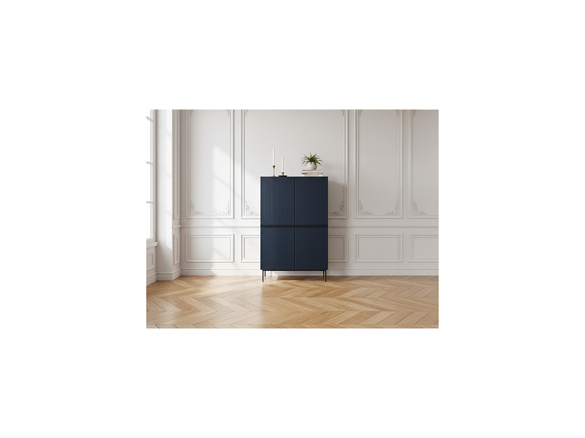 Buffet haut 2 portes 100 cm KASHA Pieds noir bleu foncé