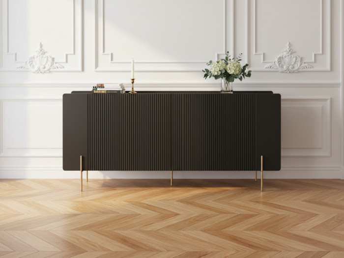 Buffet 4 portes 200 cm MATHILDE pieds or