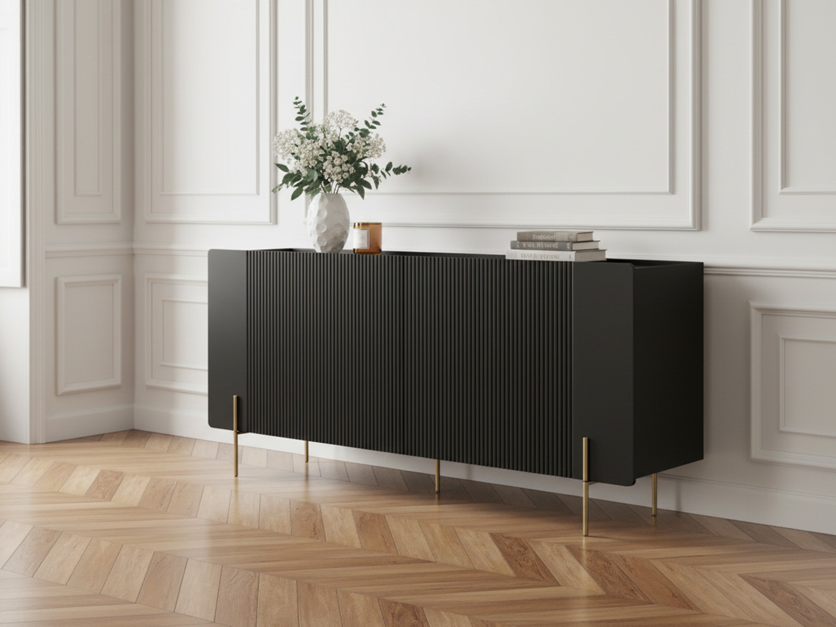 Buffet 4 portes 200 cm MATHILDE pieds or — vue 4