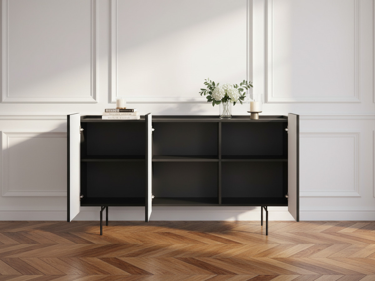 Buffet 3 portes 150 cm MATHILDE pieds noirs — vue 5
