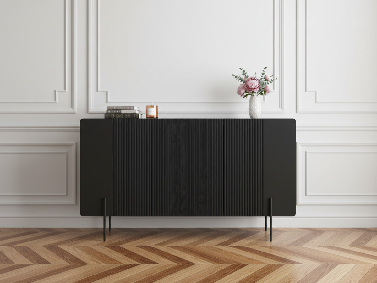 MATHILDE 3-deurs dressoir 150 cm zwarte poten