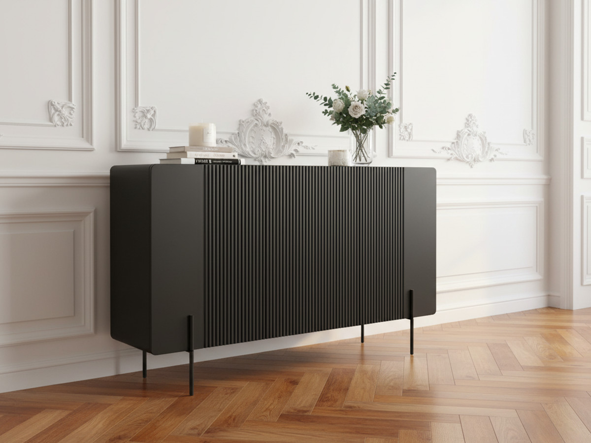 Buffet 3 portes 150 cm MATHILDE pieds noirs — vue 4