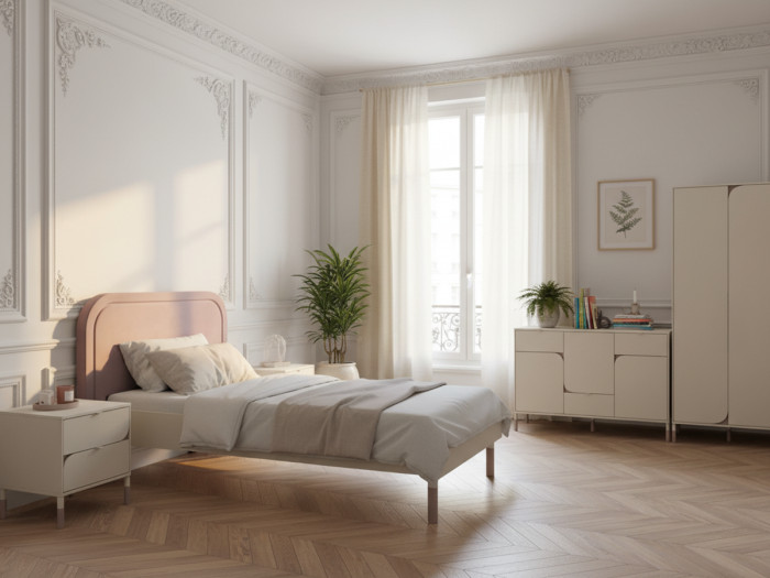 Ensemble BOREO avec lit enfant + chevet + commode + armoire