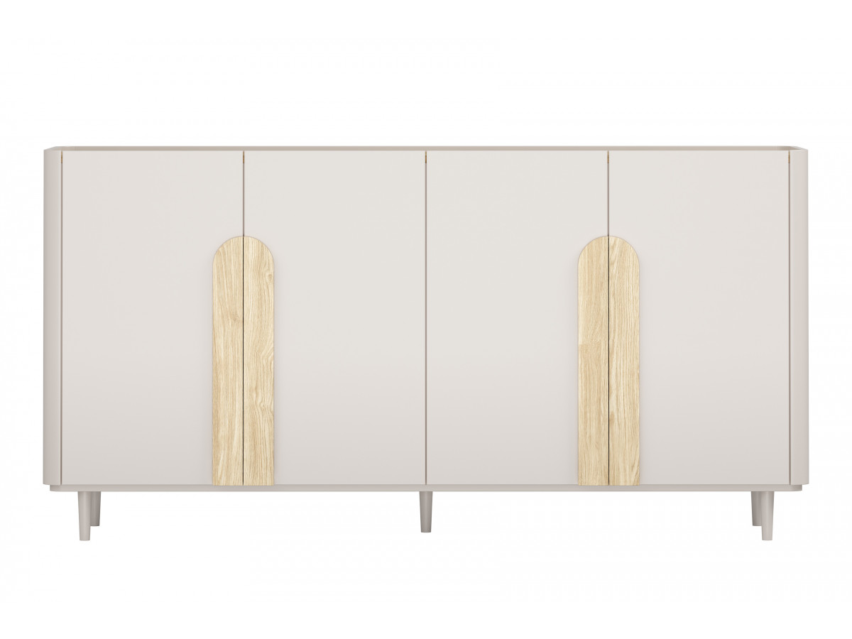 Buffet 4 portes 200 cm ENYRA pieds en bois massif beige — vue 6