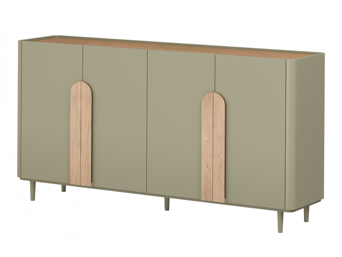 buffet 4 portes 200 cm enyra pieds en bois massif gekleurd vert