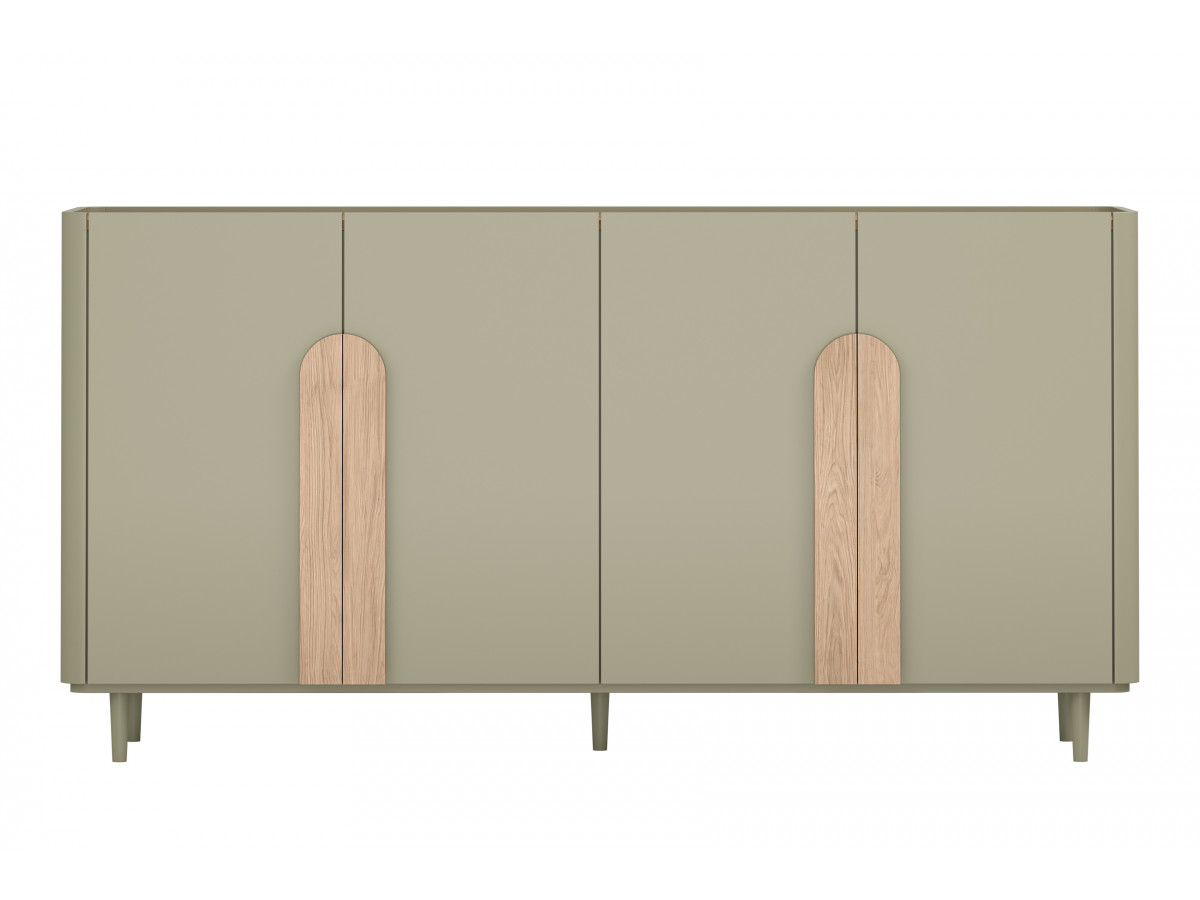 Buffet 4 portes 200 cm ENYRA pieds en bois massif vert — vue 6