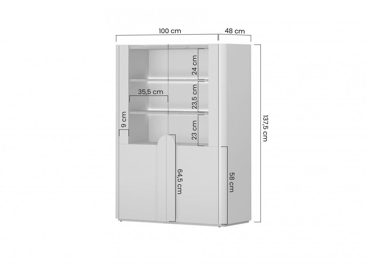 Meuble vitrine 2 portes H. 138 cm ENYRA
