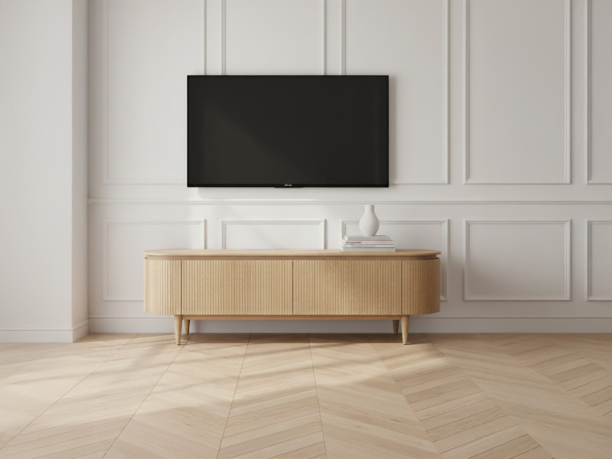 SORMIOU 4-deurs tv-meubel 180 cm massief eiken fineer