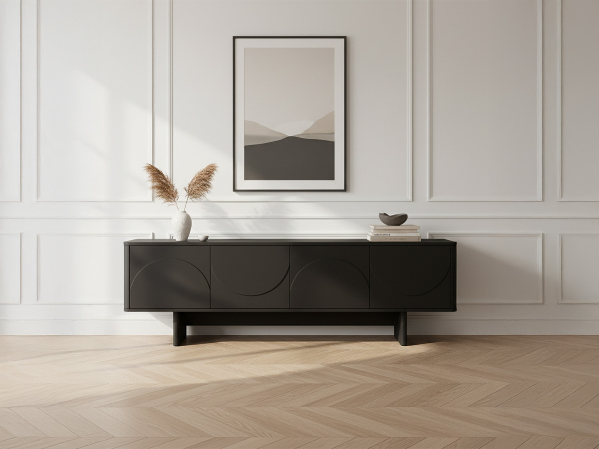 Meuble TV 4 portes 180 cm ESTEBAN formes géométriques