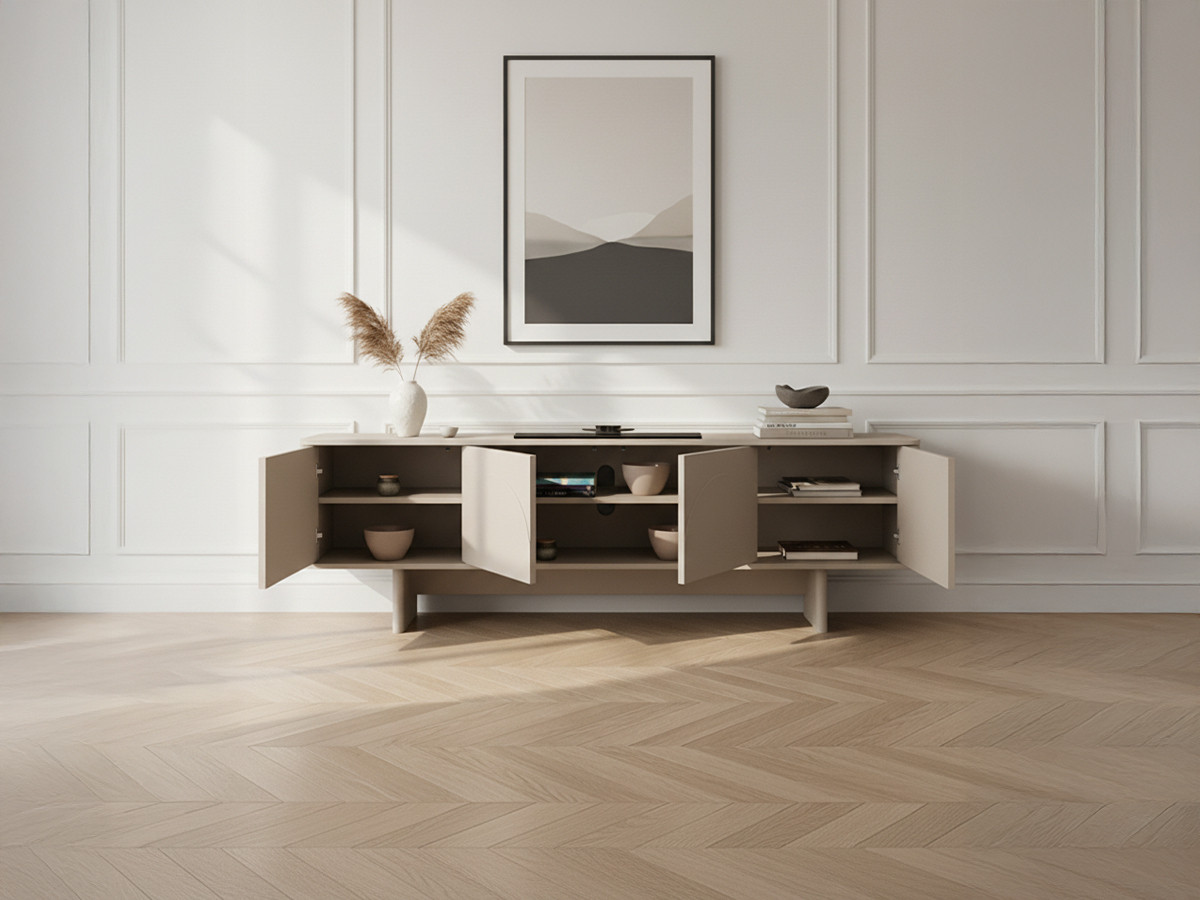 ESTEBAN set met 180 cm dressoir + 180 cm tv-meubel met geometrische vormen