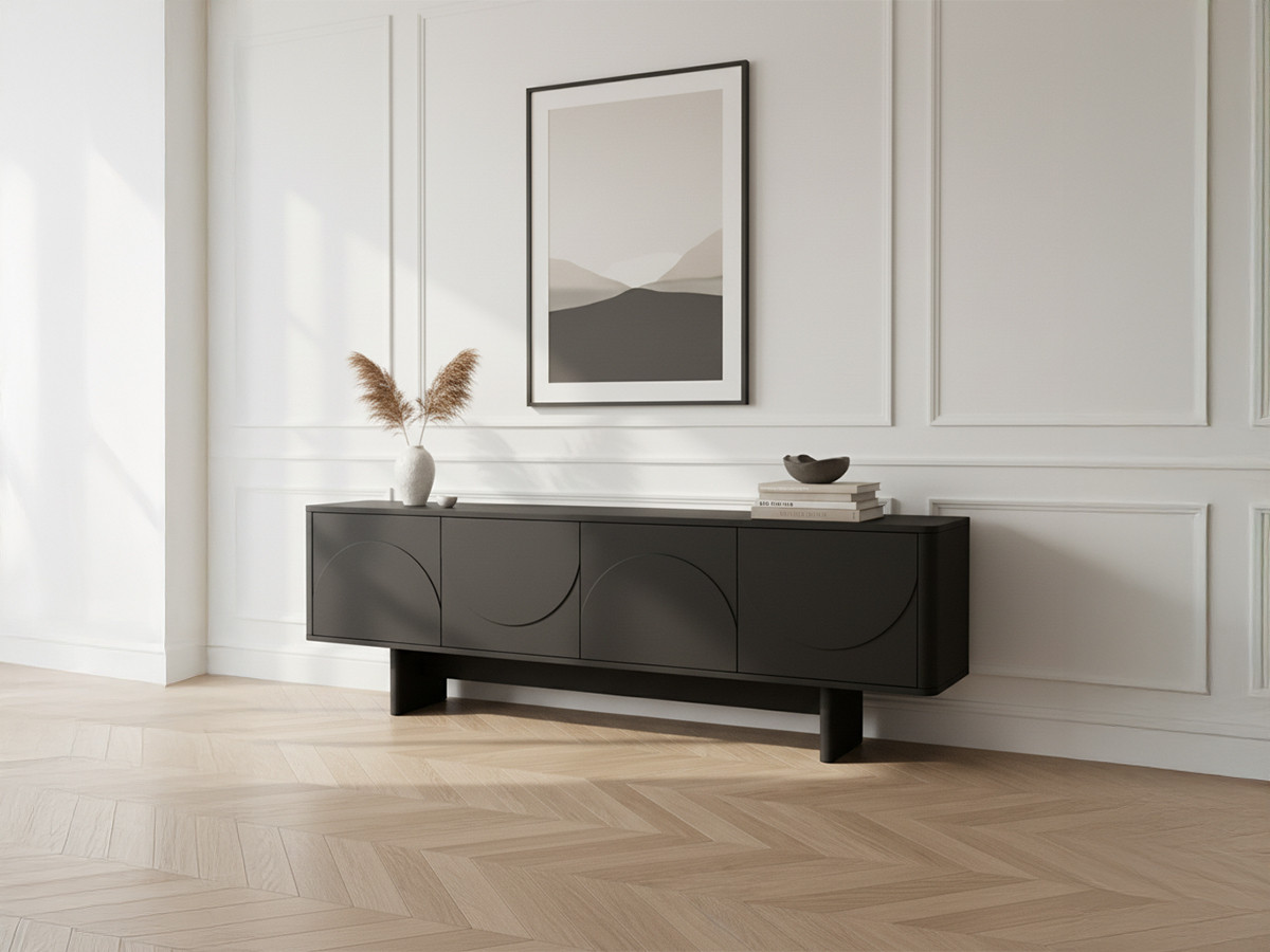 ESTEBAN set met 180 cm dressoir + 180 cm tv-meubel met geometrische vormen