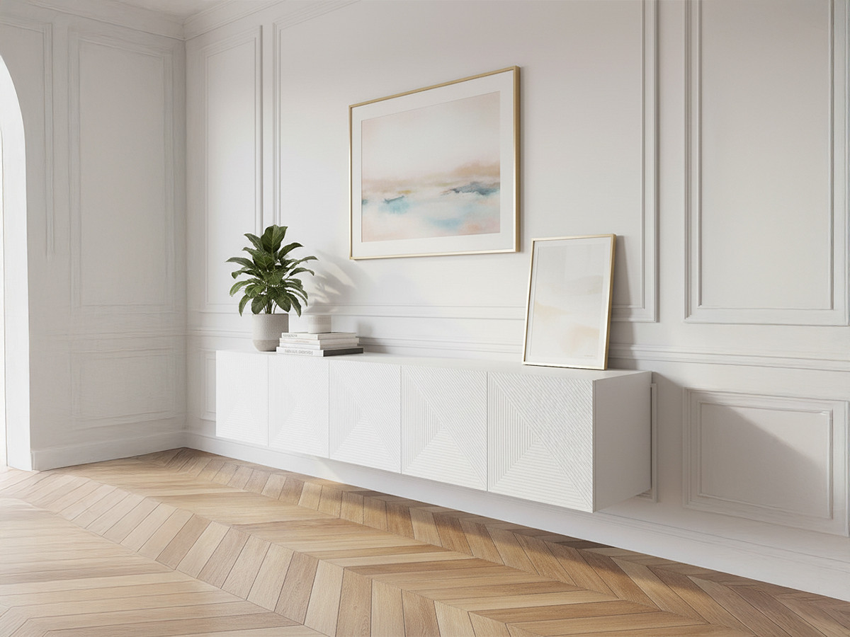 Meuble TV suspendu 200 cm ALICE blanc — vue 5