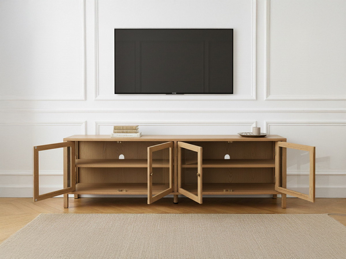 Meuble TV 4 portes 160 cm CARMEN placage chêne massif — vue 6