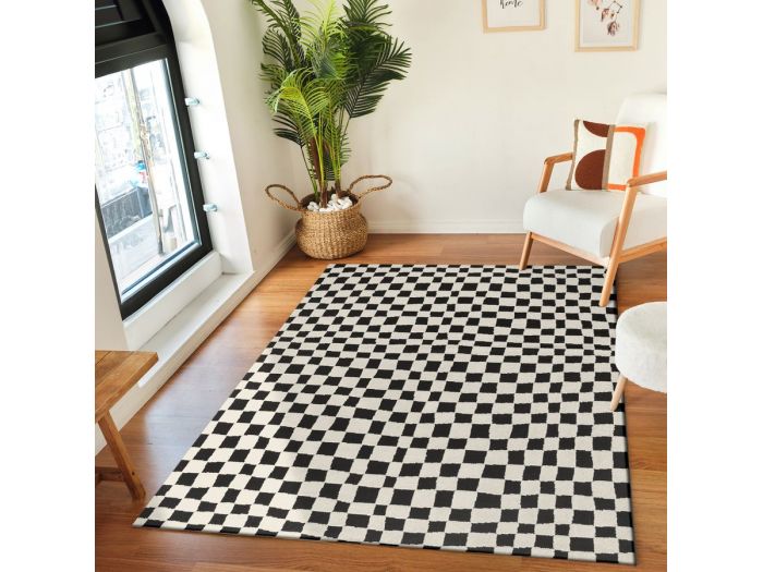 Tapis poils courts SULLY motifs damier
