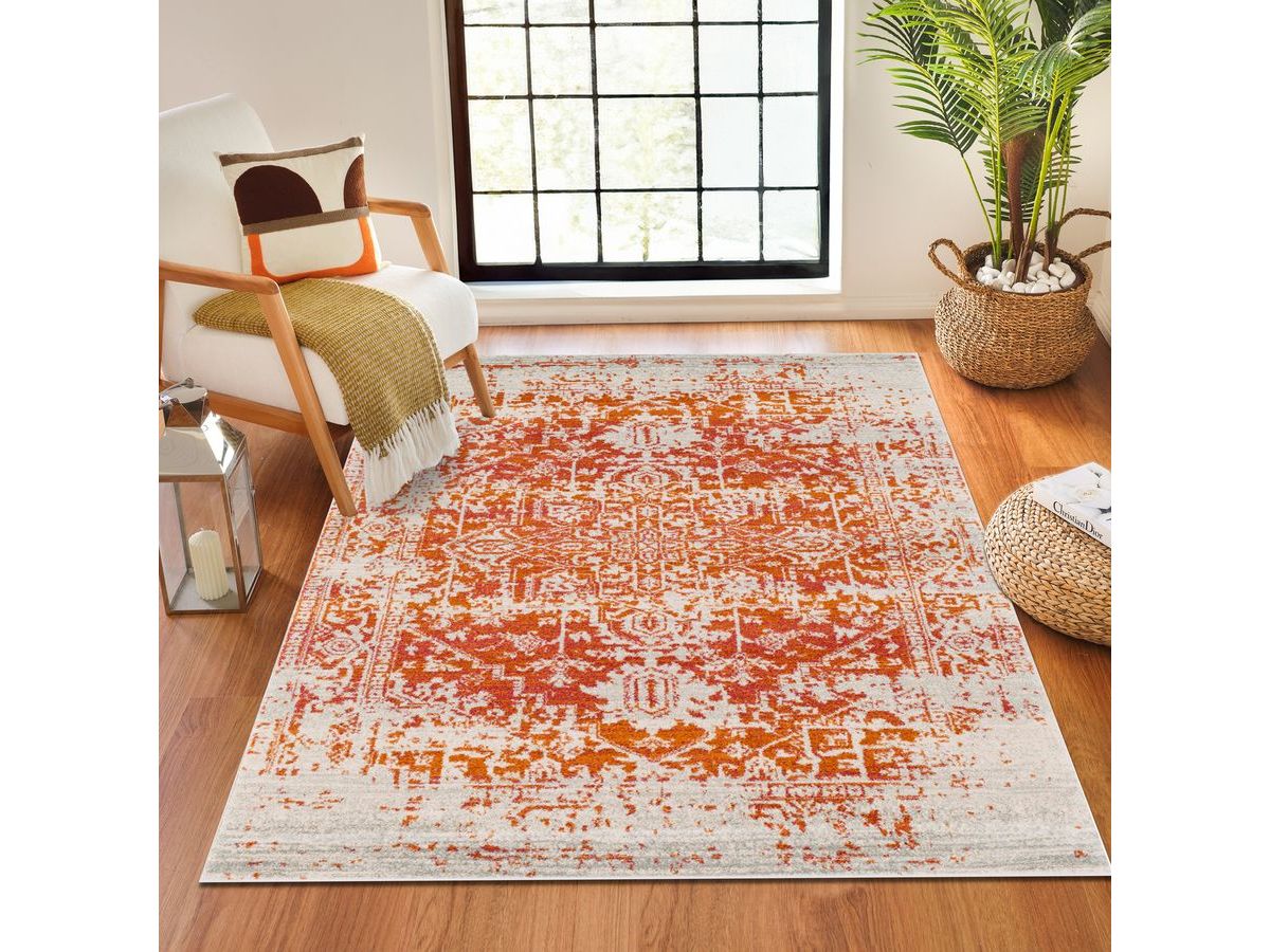 Tapis poils ras LALLA vintage orange
