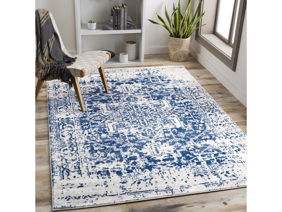 Tapis poils ras LALLA vintage bleu 120x170 BOBOCHIC
