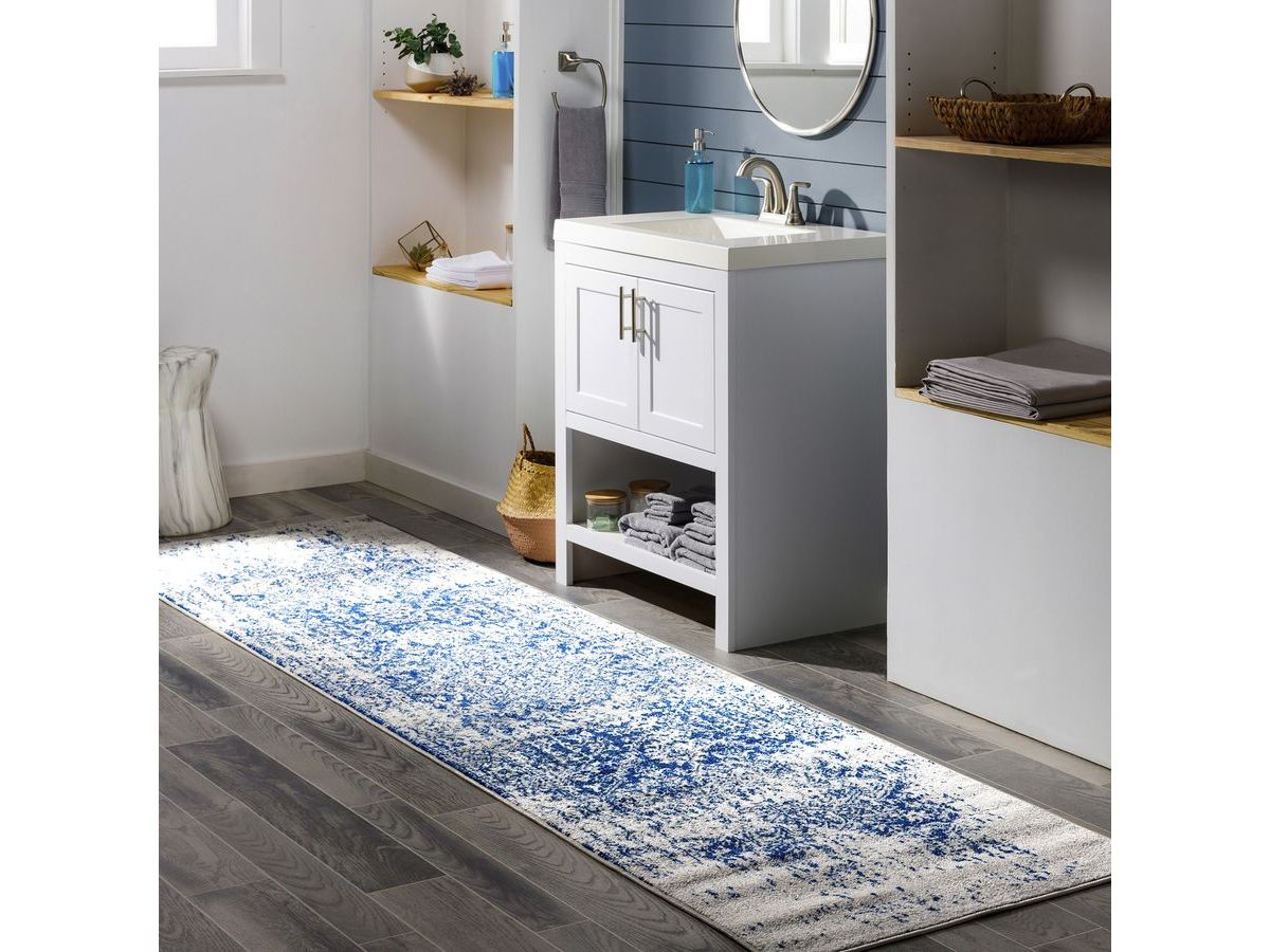 Tapis poils ras LALLA vintage bleu