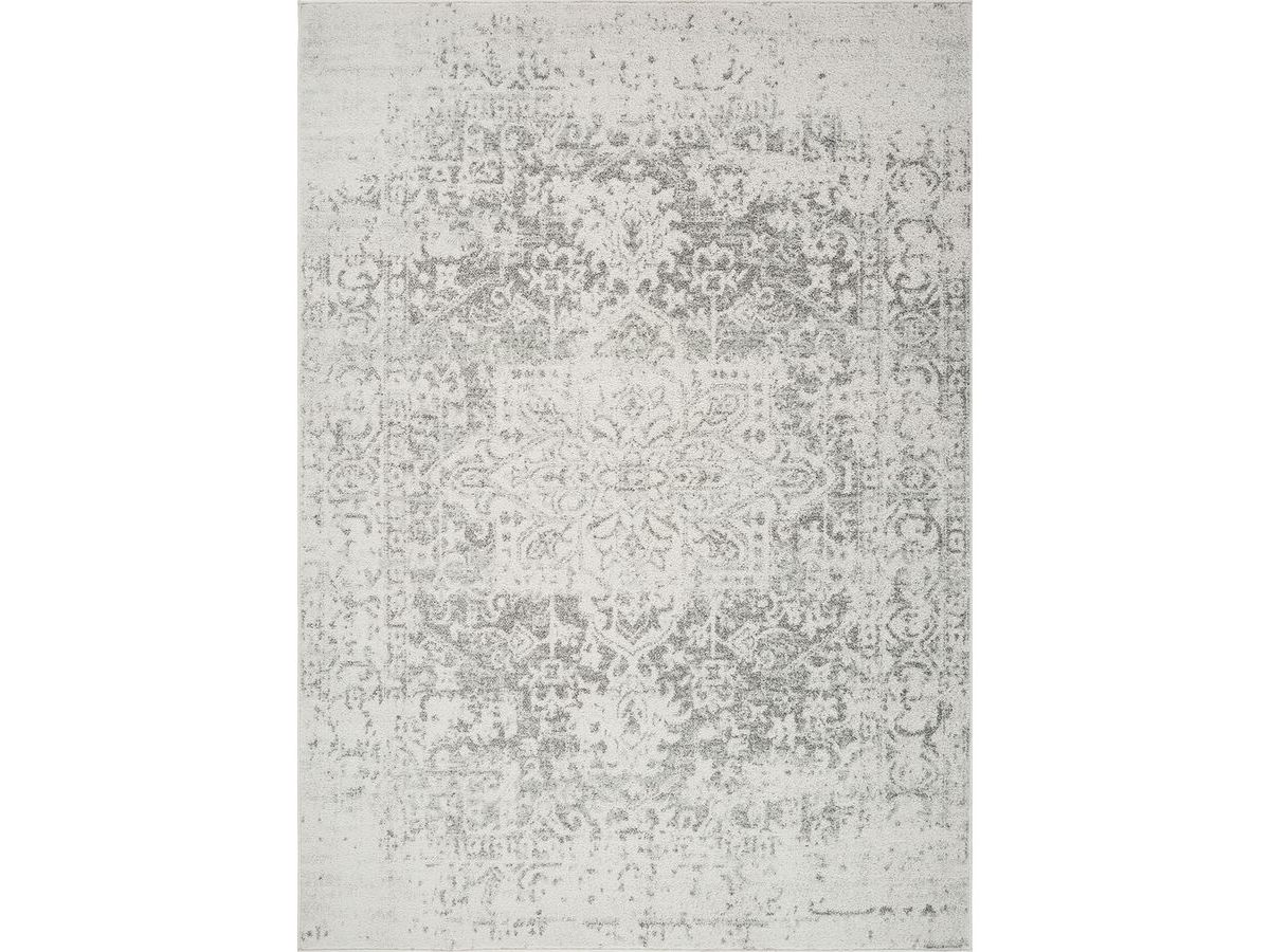 tapis poils ras lalla vintage de couleur gris