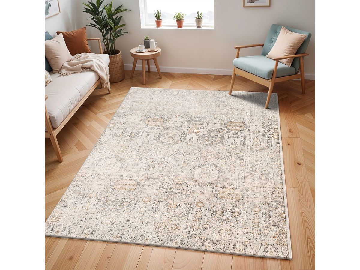 Tapis poils ras SORAYA vintage gris