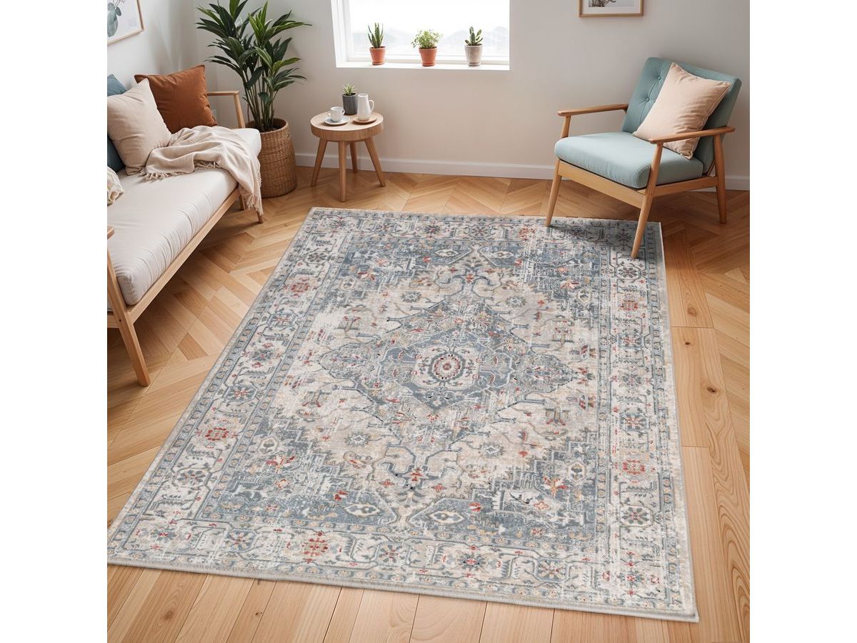Tapis poils ras NOURA vintage gris