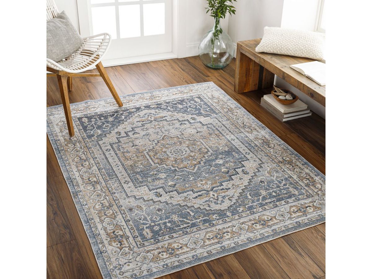 Tapis poils ras LINA vintage bleu