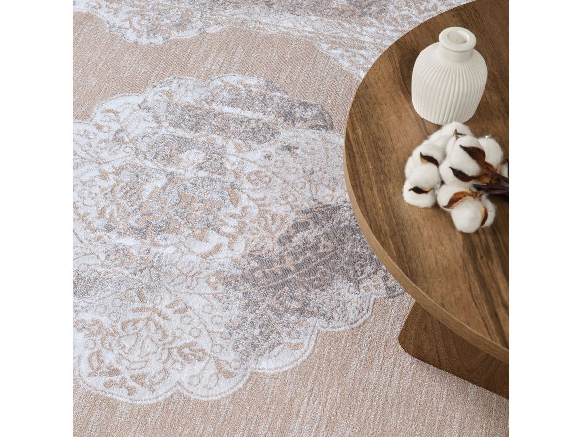 Tapis poils ras HORIA vintage beige — vue 6