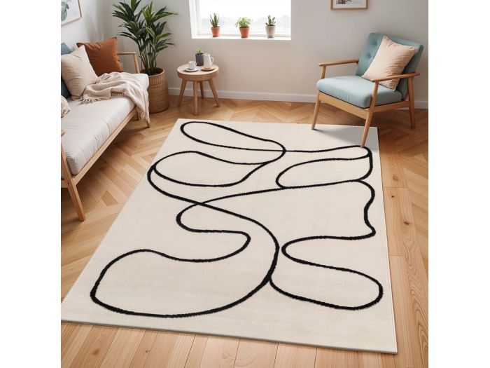 Tapis poils ras EDITH motif abstrait