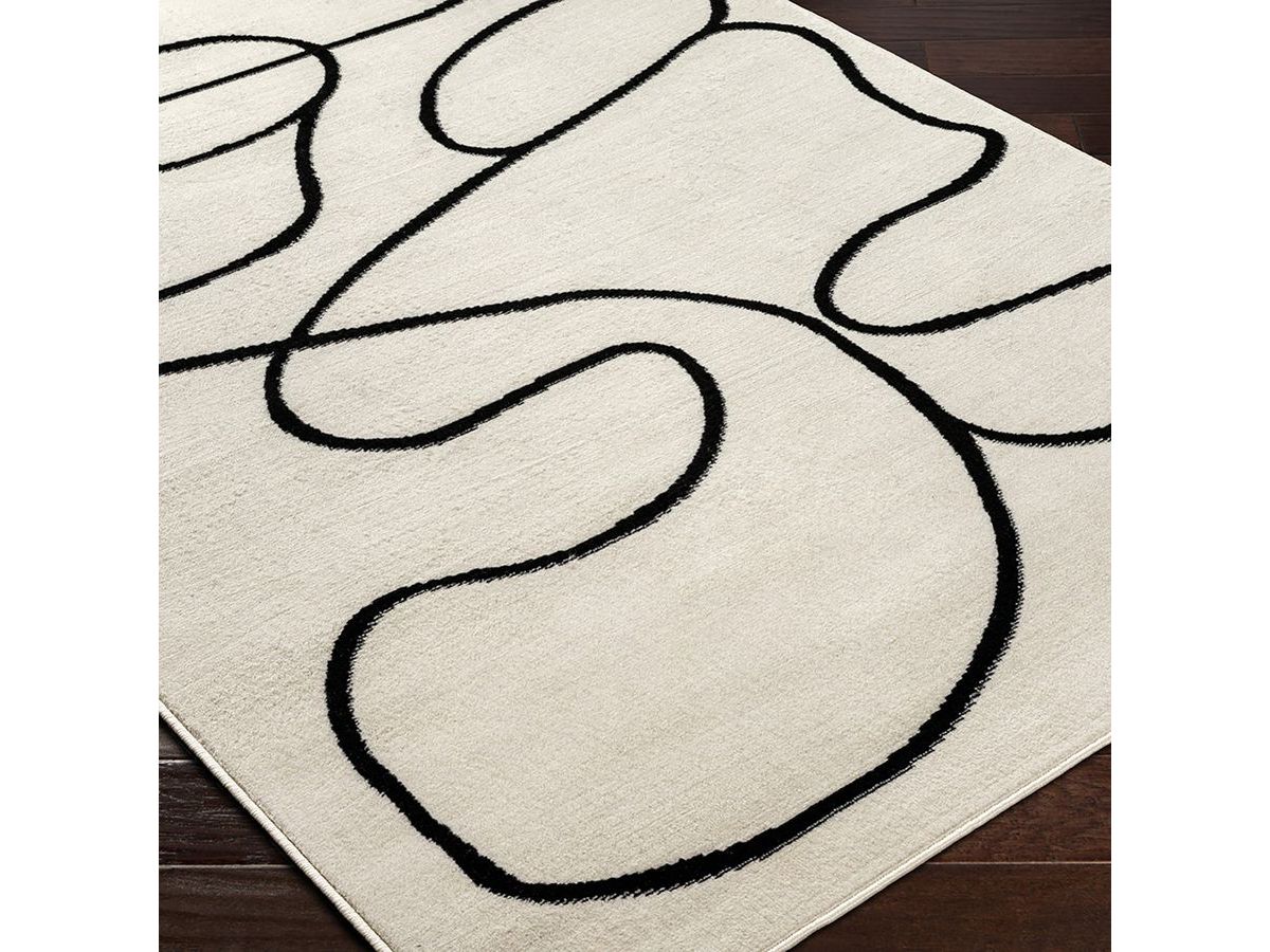Tapis poils ras EDITH motif abstrait beige — vue 5
