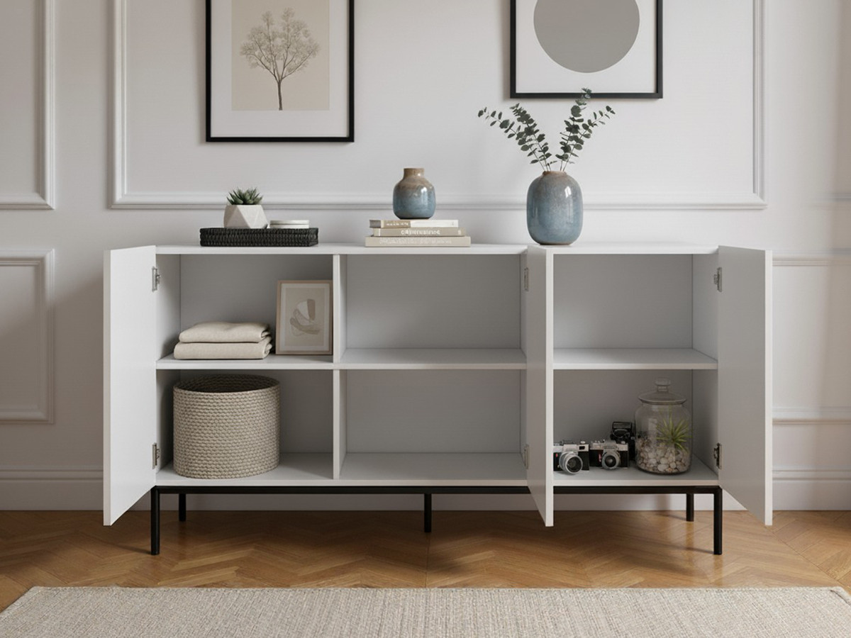 KASHA set met 150 cm tv-meubel met nis + 150 cm dressoir + salontafel met zwarte poten