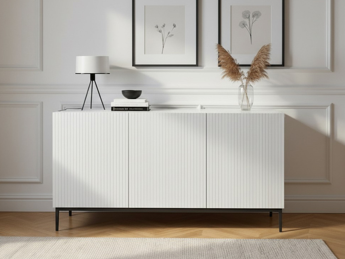 KASHA set met 150 cm tv-meubel met nis + 150 cm dressoir + salontafel met zwarte poten