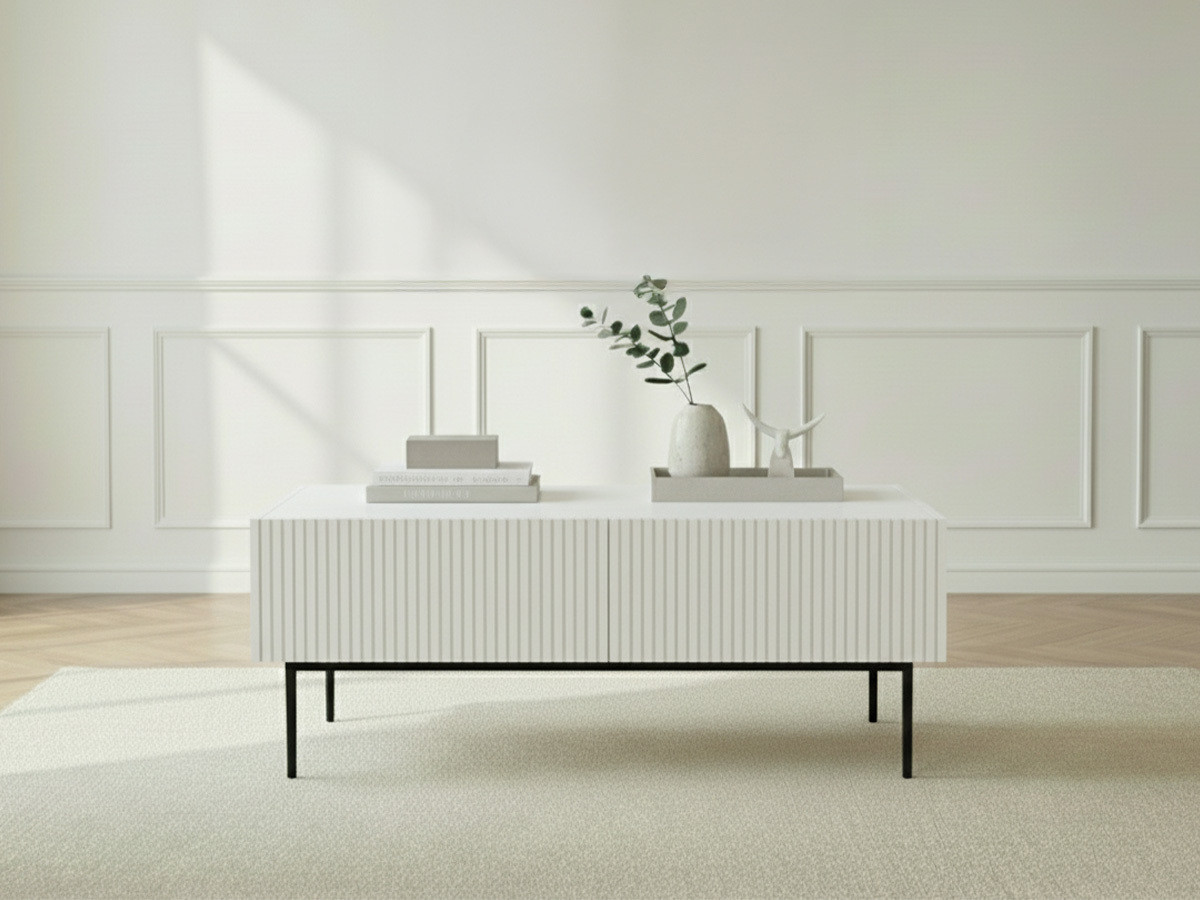 KASHA set met 150 cm tv-meubel met nis + 150 cm dressoir + salontafel met zwarte poten