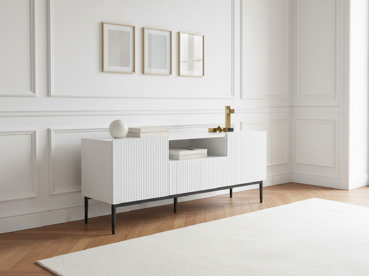 KASHA set met 150 cm tv-meubel met nis + 150 cm dressoir + salontafel met zwarte poten