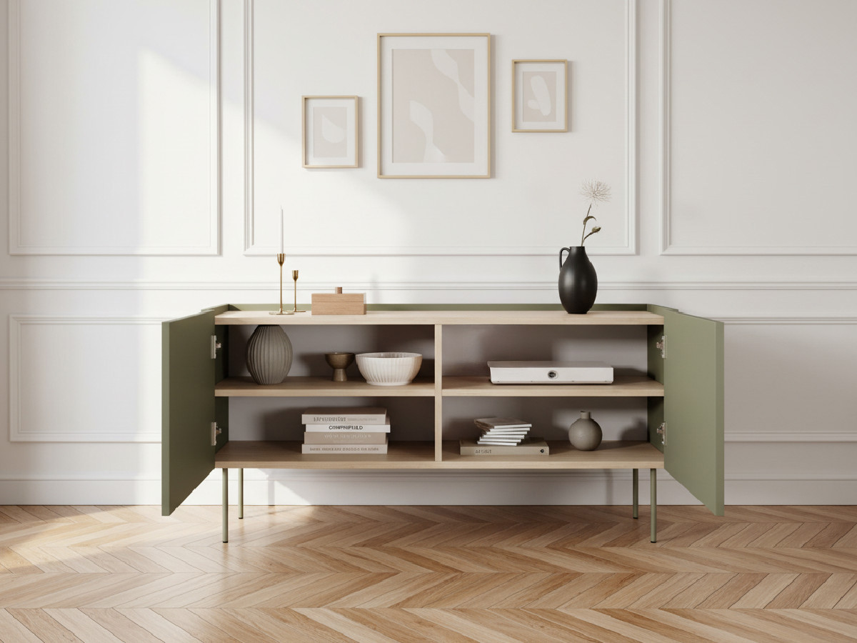 Meuble TV 2 portes 120 cm ATLAS vert — vue 6