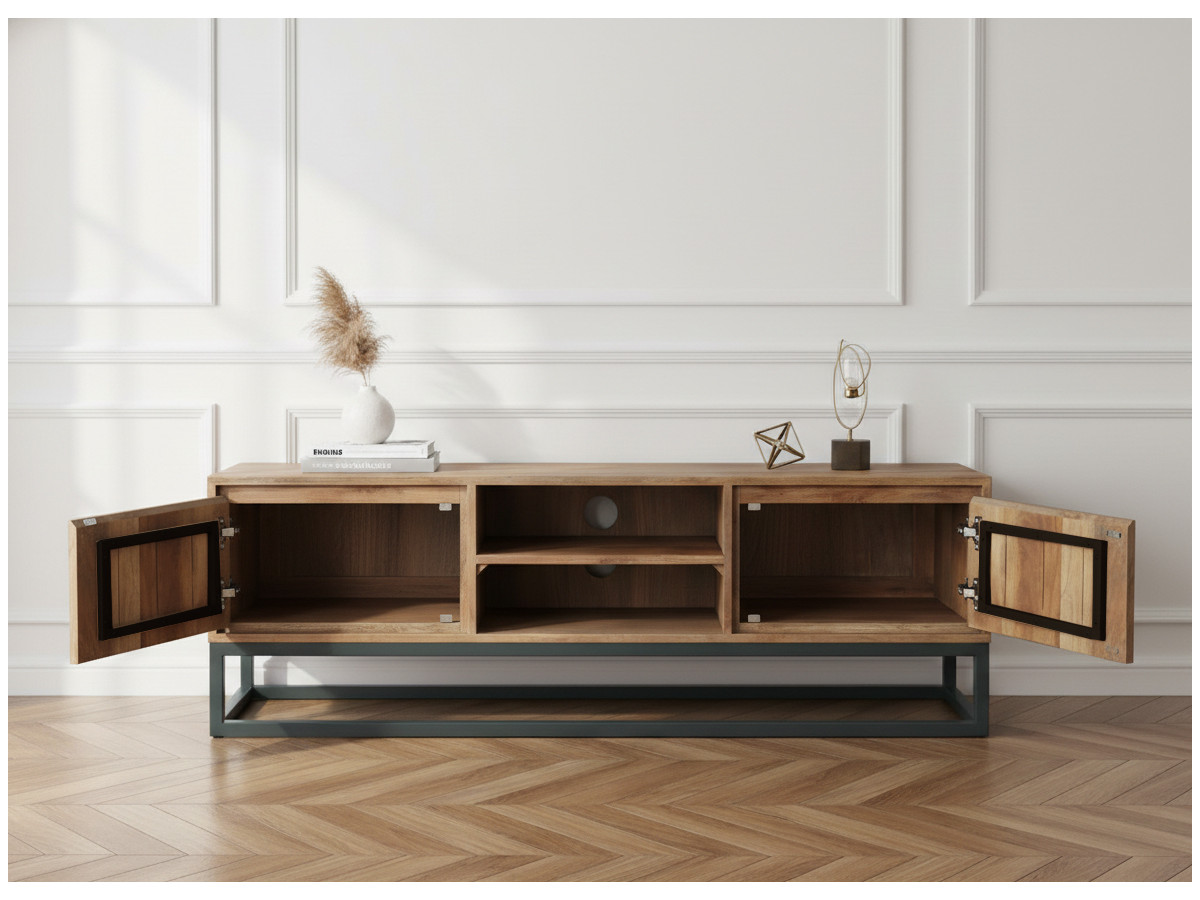 BERGERAC 2-deurs tv-meubel 140 cm massief mangohout