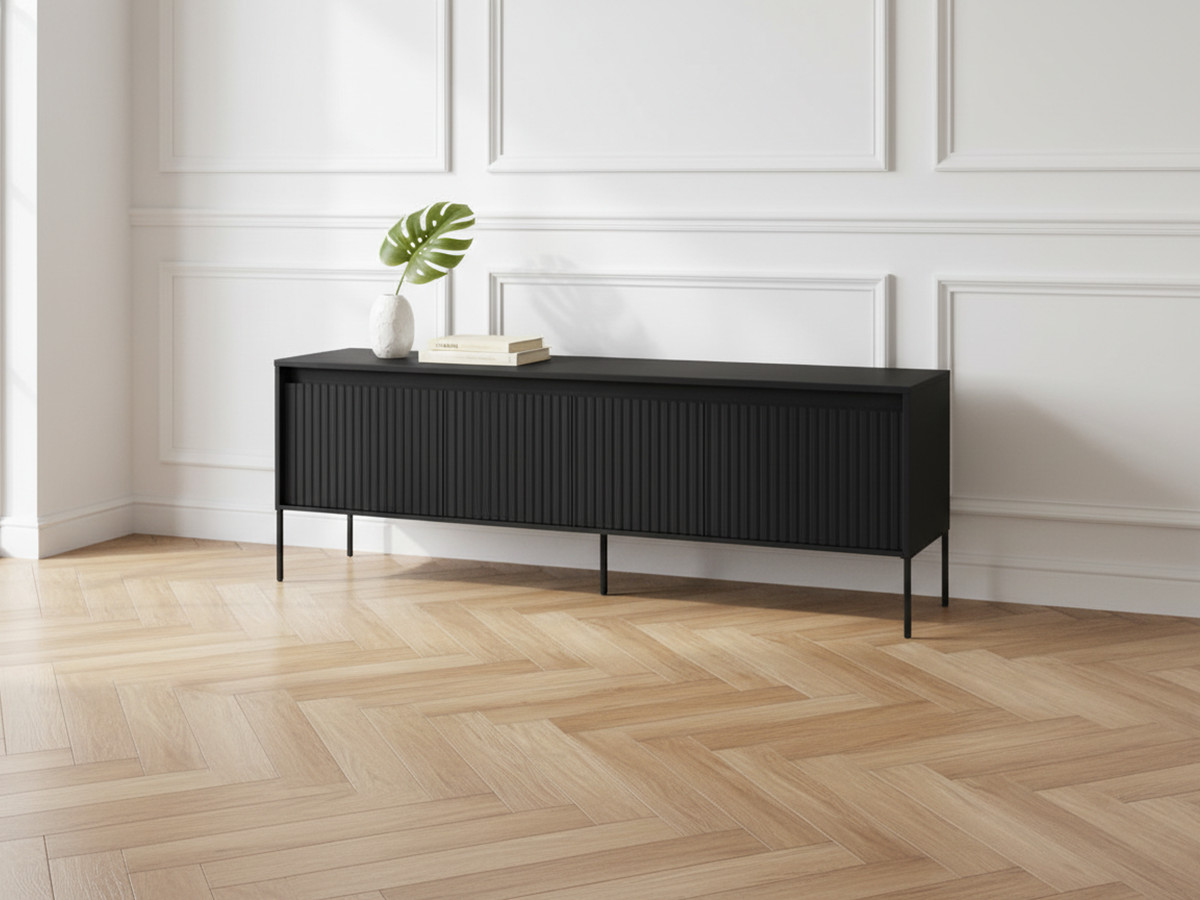 LENARA 167 cm 4-deurs tv-meubel met lamellen en led's