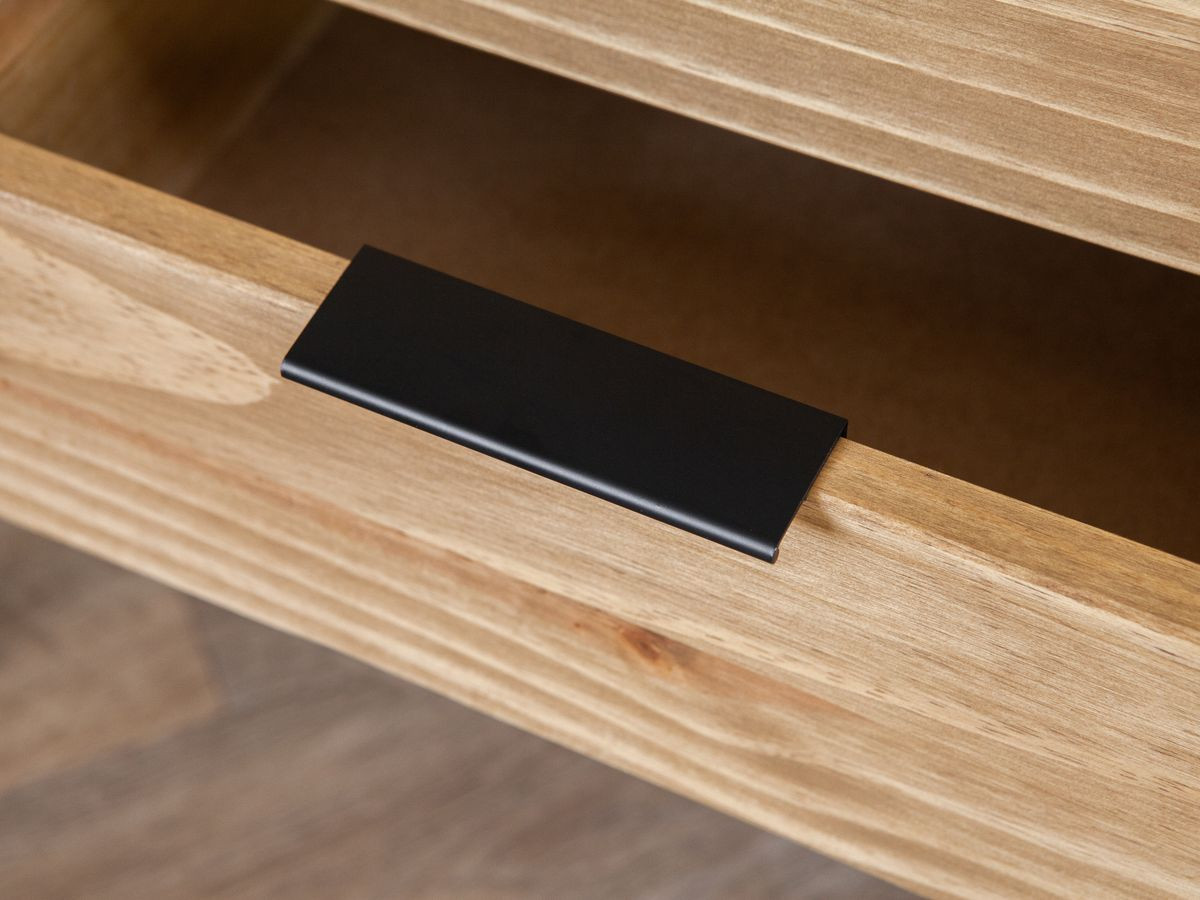 Meuble TV 180 cm ALBI bois massif et rotin